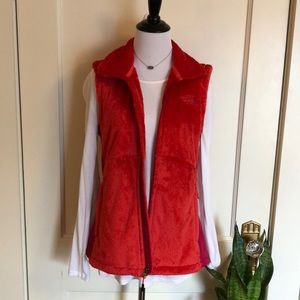 North Face Poppy Red furry vest with side panels